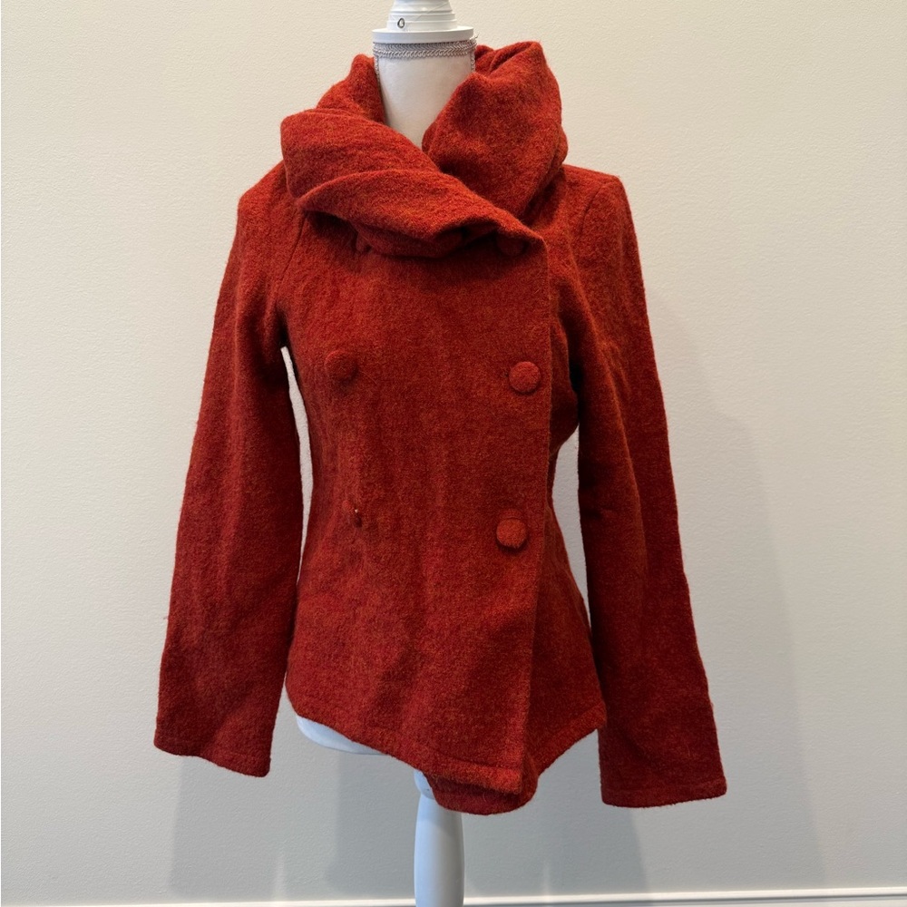 Willi Smith Women's Red/ orange color Pea Coat 100% wool